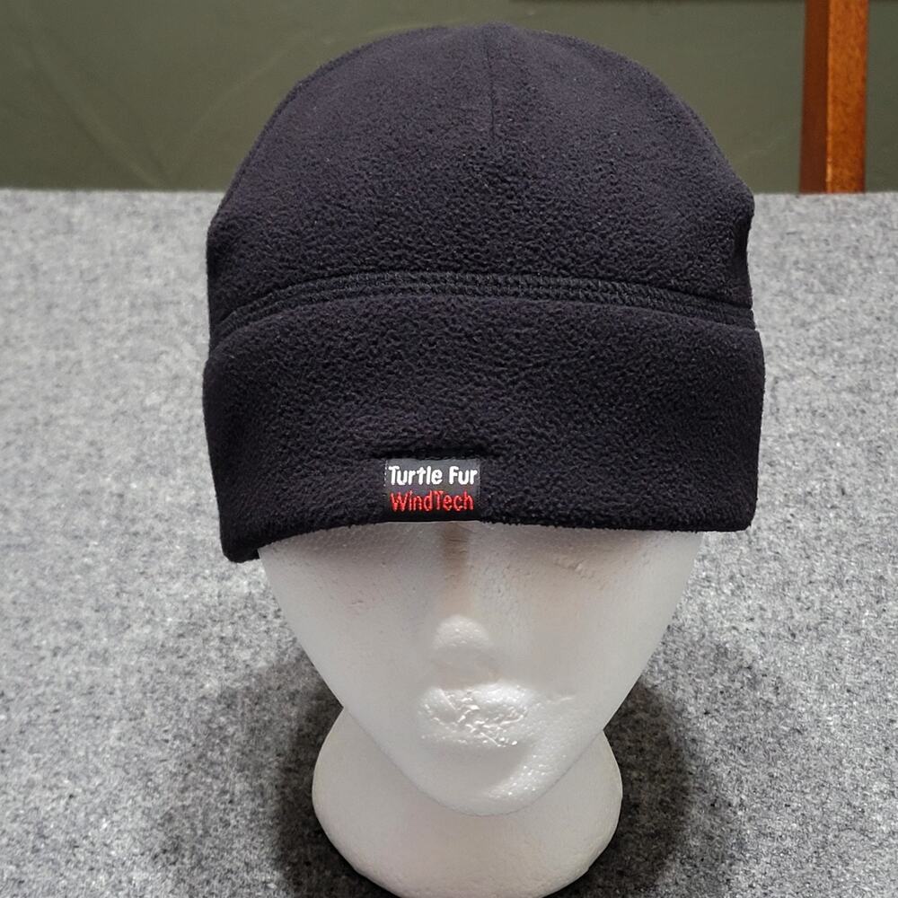 Turtle Fur Beanie Adult Black Windtech Winter Hat Skull Cap Soft Fleece Stretch